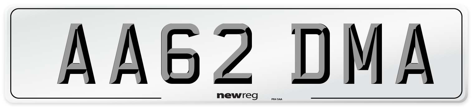 AA62 DMA Number Plate from New Reg